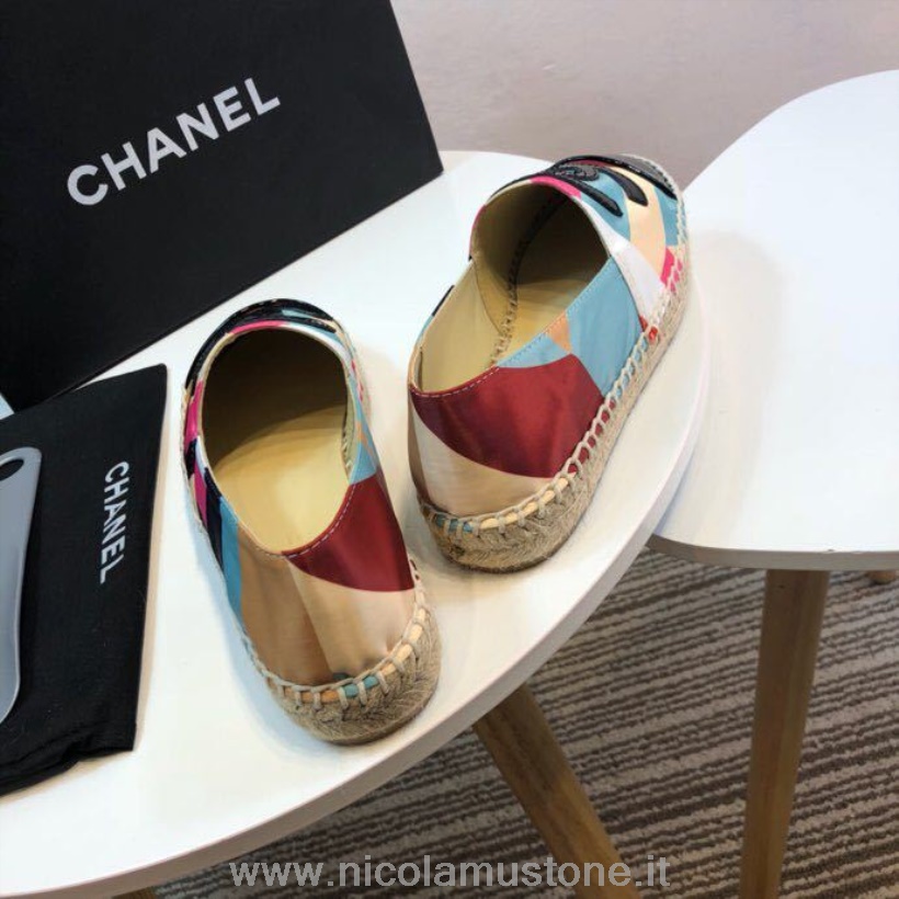 Originální Kvalita Chanel Cuba Cube Print Espadrilky Cruise 2017 Kolekce černá/multi