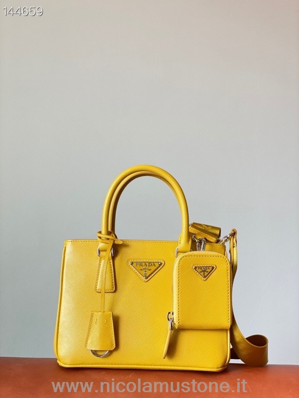 Originální Kvalitní Kabelka Prada Galleria Mini 22cm Saffiano Kůže žlutá