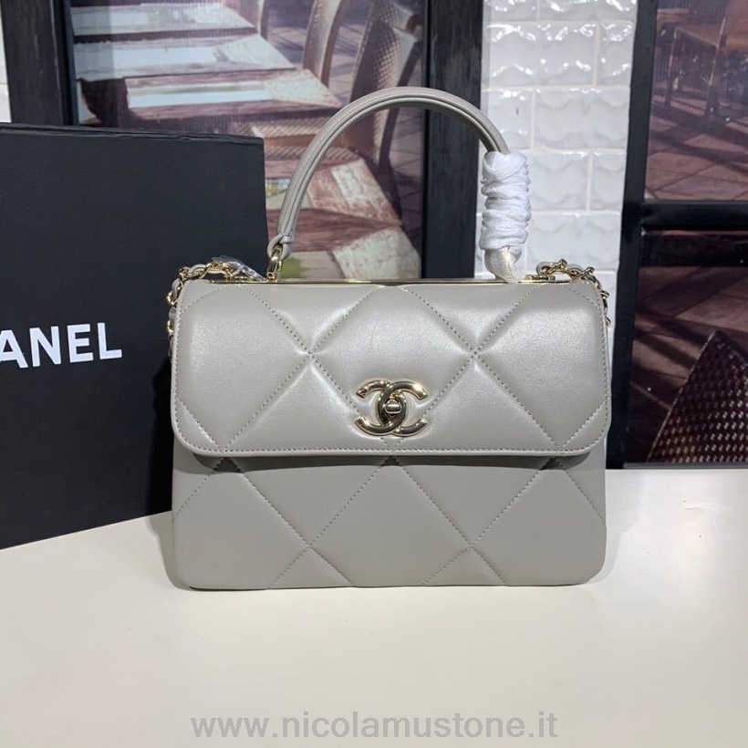 Originální Kvalita Chanel Trendy Cc Maxi Taška Na Ucho 25cm Jehněčí Kůže Podzim/zima Akt 1 Kolekce 2019 šedá