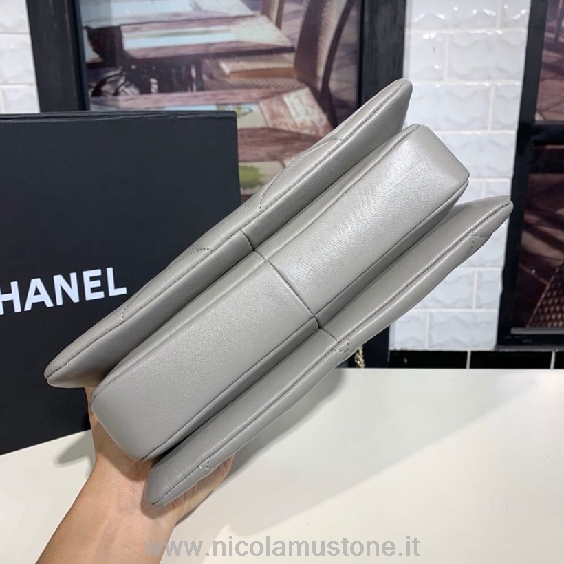 Originální Kvalita Chanel Trendy Cc Maxi Taška Na Ucho 25cm Jehněčí Kůže Podzim/zima Akt 1 Kolekce 2019 šedá