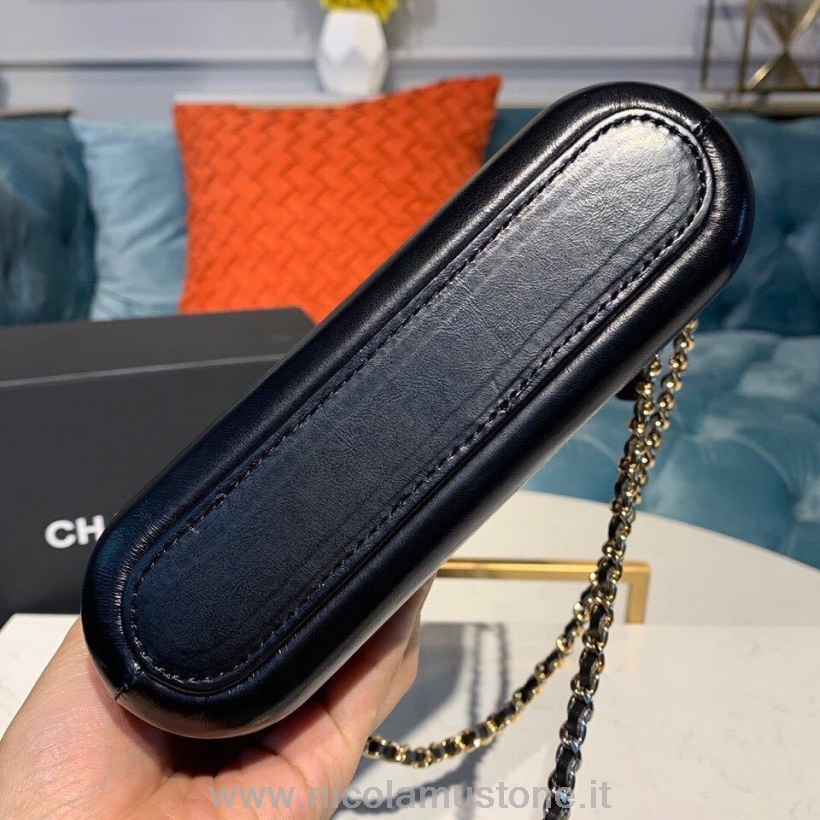 Originální Kvalitní Chanel Gabrielle Mini Taška Tulák 18cm Zlatý Hardware Teletina Kůže Jaro/léto Akt 1 2019 Kolekce Námořnická/černá