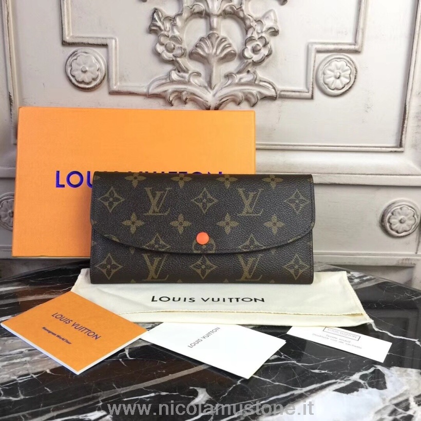 Originální Kvalita Louis Vuitton Emilie Peněženka Monogram Plátno Jaro/léto 2018 Kolekce M60698 Oranžová
