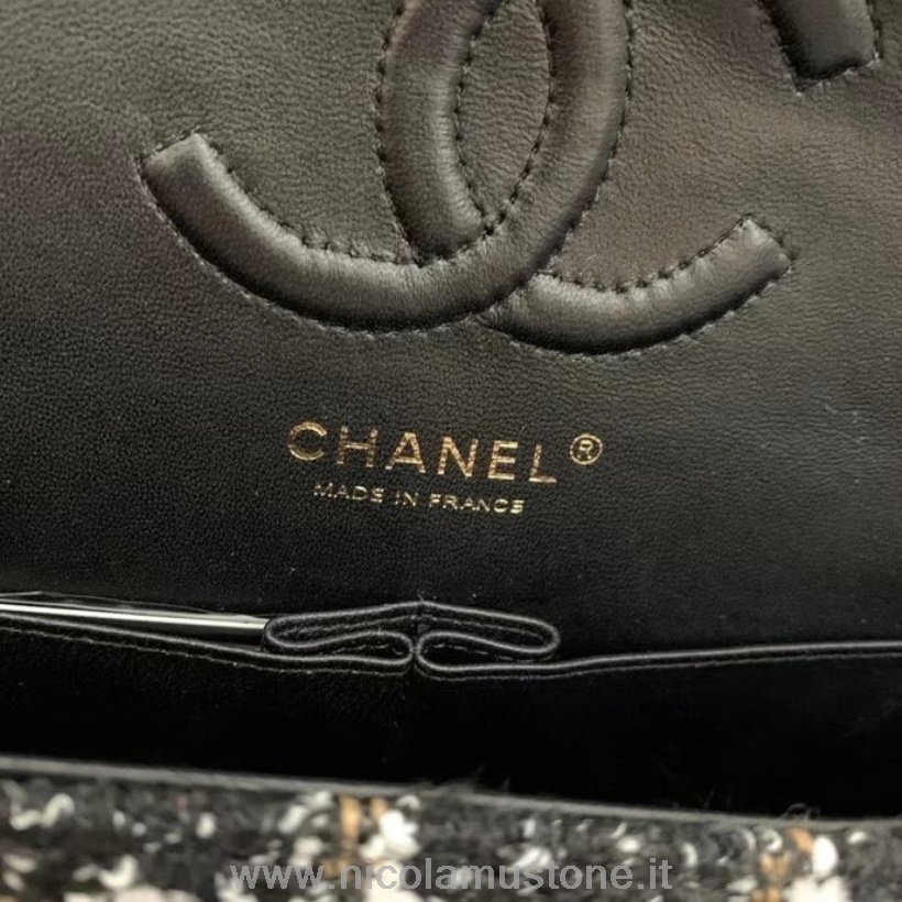 Originální Kvalitní Chanel Mini Kabelka S Klopou 25cm Tvíd/jehněčí Kůže Stříbrný Hardware Výletní Kolekce Jaro/léto 2022 černá/bílá/béžová