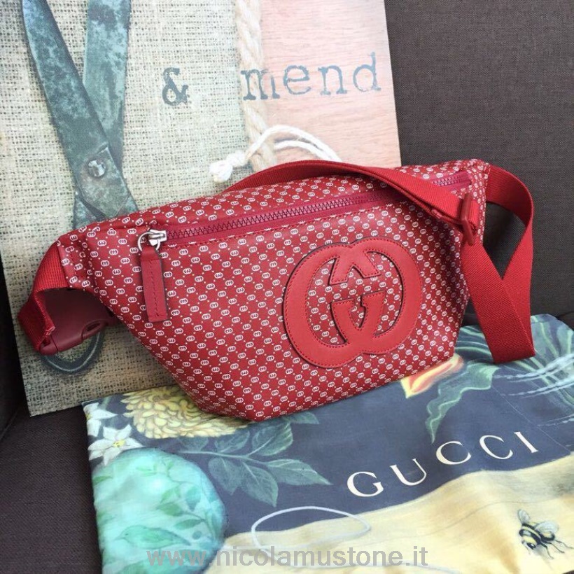 Originální Kvalita Gucci Dapper Dan Gg Logo Bederní Pás Taška 40cm 536416 Teletina Kůže Cruise 2019 Kolekce červená