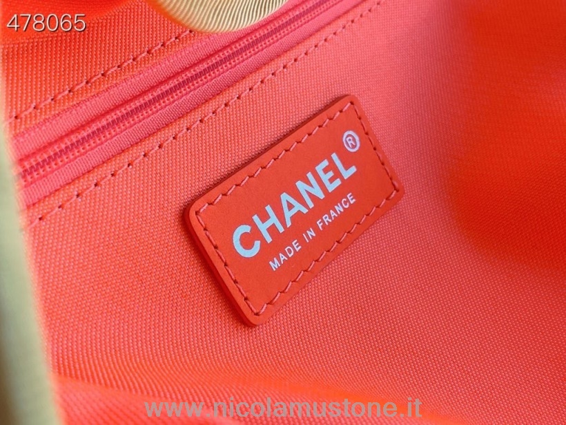 Originální Kvalitní Chanel Deauville Tote Tweed Bag 28cm Jaro/léto 2021 Kolekce žlutá/oranžová