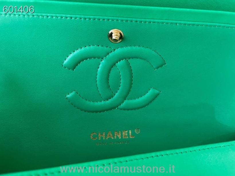Originální Kvalitní Chanel Klasická Taška S Klopou 25cm Zlatý Hardware Jehněčí Kůže Kolekce Jaro/léto 2021 Zelená