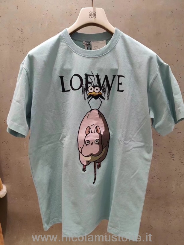 Originální Kvalita Loewe Yu Bird T Tričko S Krátkým Rukávem Kolekce Jaro/léto 2022 Mátově Modrá