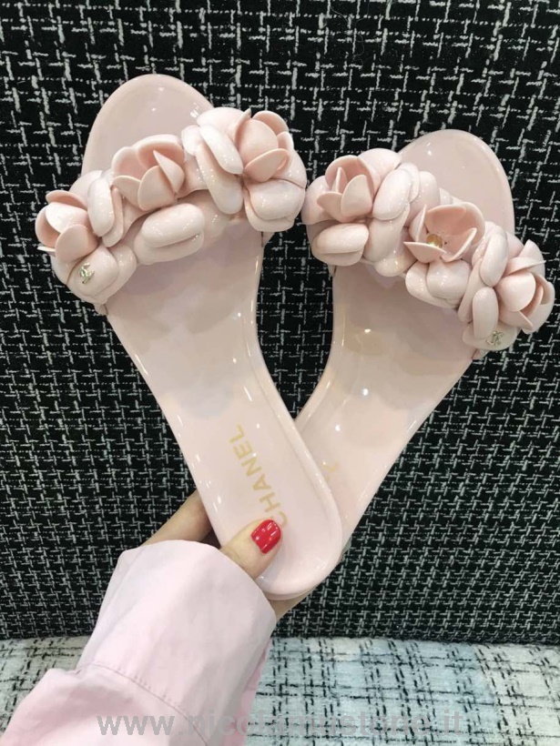 Originální Kvalitní Chanel Camelia Květina Pvc želé Sandály Kolekce Jaro/léto 2020 Světle Růžová