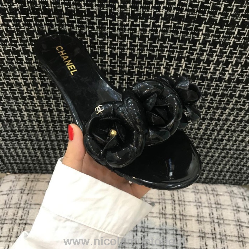Originální Kvalitní Chanel Camelia Květina Pvc želé Sandály Kolekce Jaro/léto 2020 černá