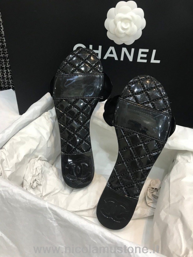 Originální Kvalitní Chanel Camelia Květina Pvc želé Sandály Kolekce Jaro/léto 2020 černá