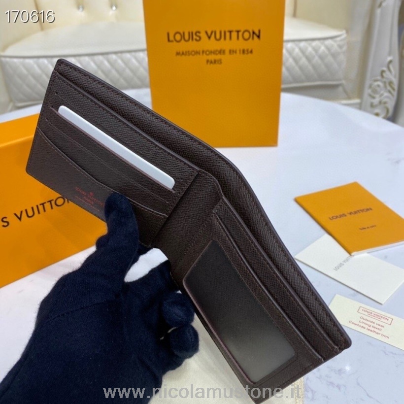 Originální Kvalita Louis Vuitton štíhlá Id Peněženka 12cm Damier Ebene Plátno Kolekce Jaro/léto 2020 N64002 Hnědá