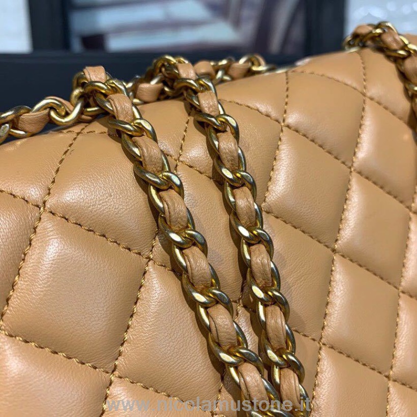Originální Kvalita Chanel Cc šik Malá Taška S Klopou 22cm Jehněčí Kůže Kolekce Před Podzimem 2019 Zlatá