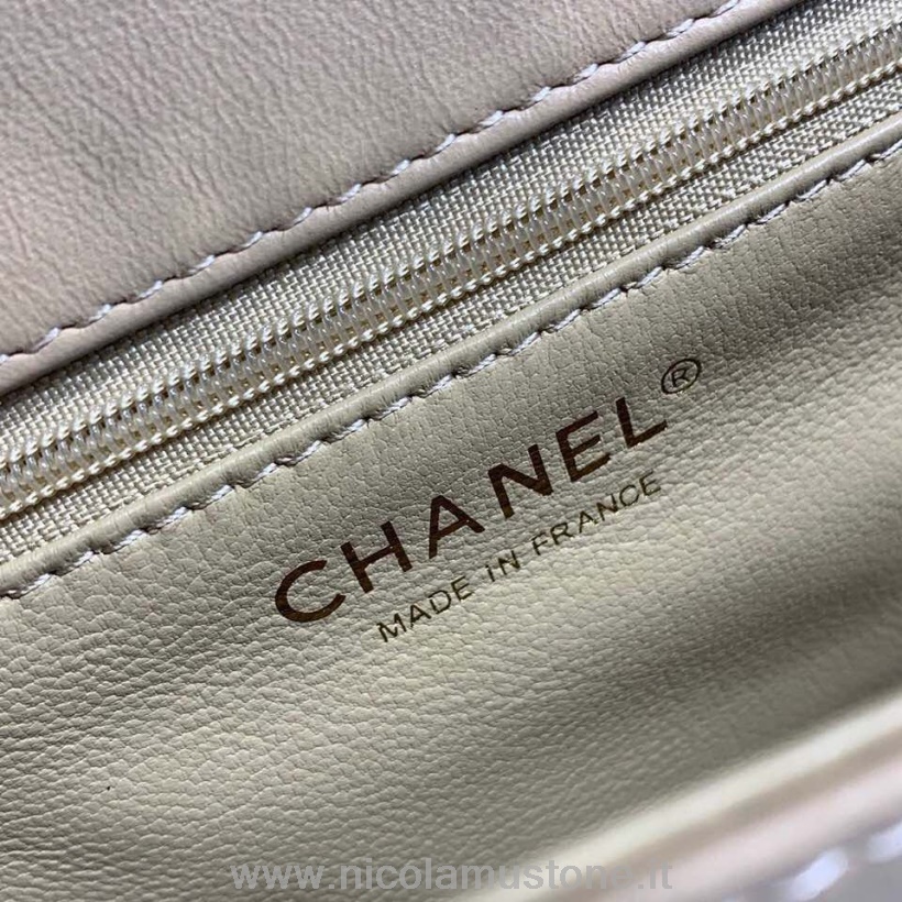 Originální Kvalita Chanel Gold Class Cc Taška Na Rukojeť 22cm Zlatý Hardware Teletina Kůže Kolekce Podzim/zima 2019 Béžová