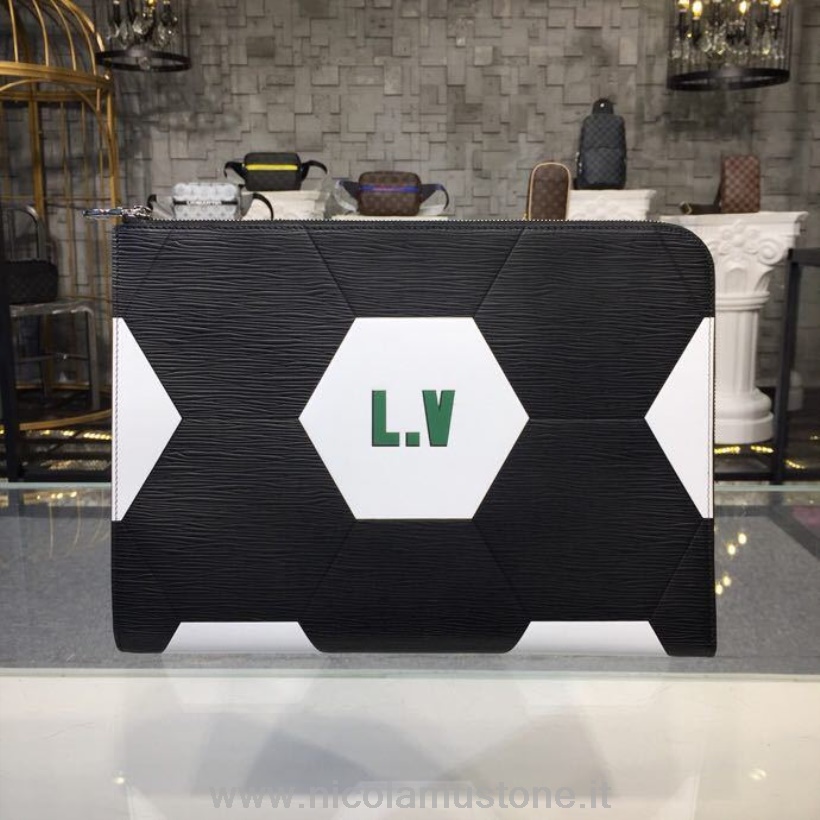 Originální Kvalita Louis Vuitton Pochette Jour Gm Plátno Fifa Světový Pohár Rusko 2018 Kolekce M63232 černá/bílá
