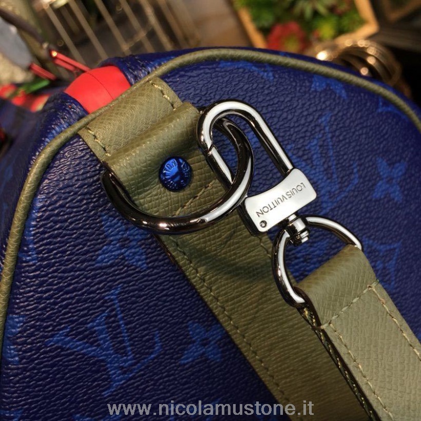 Originální Kvalita Louis Vuitton Keepall 45cm Monogram Tonální Plátno Podzim/zima 2018 Kolekce M43858 Modrá/multi