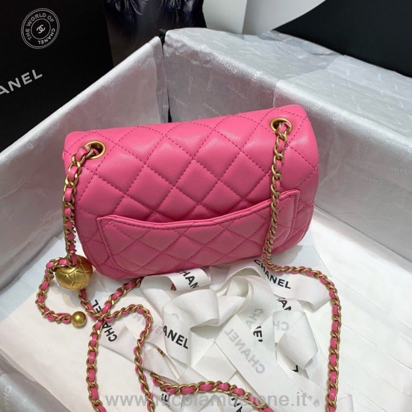 Originální Kvalitní Chanel Klasická Klopa S Přívěskem řetízek S Detaily Cc Na Popruhu Taška 18cm Zlaté Kování Jehněčí Kůže Kolekce Jaro/léto 2020 Růžová