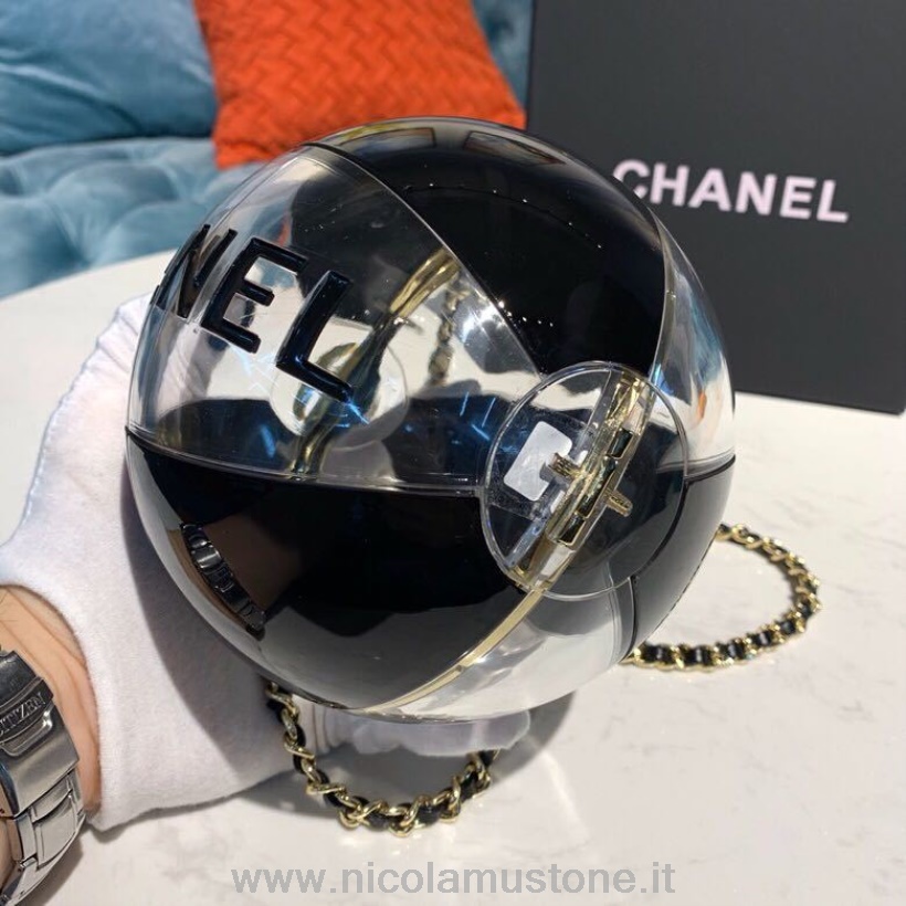 Originální Kvalita Chanel Vícebarevný Plážový Míč Minaudiere Resinová Taška 15cm Zlatý Hardware Jaro/léto 2019 2 Akt Kolekce černá/průhledná
