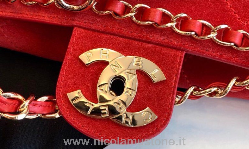 Originální Kvalita Chanel X Pharrell Kolekce Kapslí Xxl Klasická Cestovní Taška S Klopou 46cm Semiš Jehněčí Kůže Zlatý Hardware Jaro/léto 2019 Akt 1 Kolekce červená