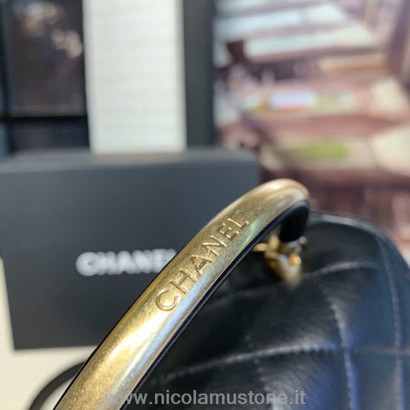 Originální Kvalitní Chanel Zlatá Taška S Horní Rukojetí 20cm Zlatý Hardware Jehněčí Kůže Jaro/léto Kolekce 2 2019 černá