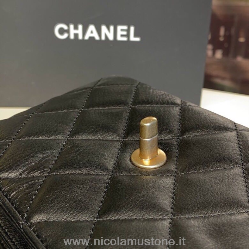 Originální Kvalitní Chanel Zlatá Taška S Horní Rukojetí 20cm Zlatý Hardware Jehněčí Kůže Jaro/léto Kolekce 2 2019 černá