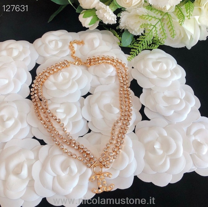 Originální Kvalitní Chanel Crystal Zdobený Choker Podzim/zima 2020 Kolekce 127631 Zlato