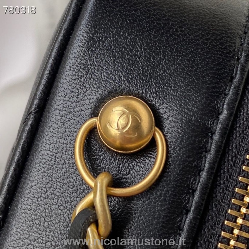 Originální Kvalitní Chanel Box Bag 14cm As2463 Zlatý Hardware Jehněčí Kůže Kolekce Podzim/zima 2021 černá