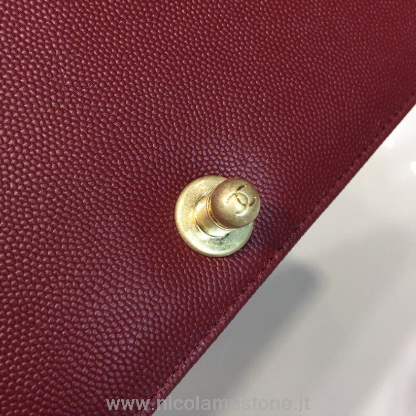 Originální Kvalitní Chanel Chevron Chlapecká Taška 25cm Kaviárová Kůže Zlatá Hardware Jaro/léto 2018 Akt 1 Kolekce Vínová