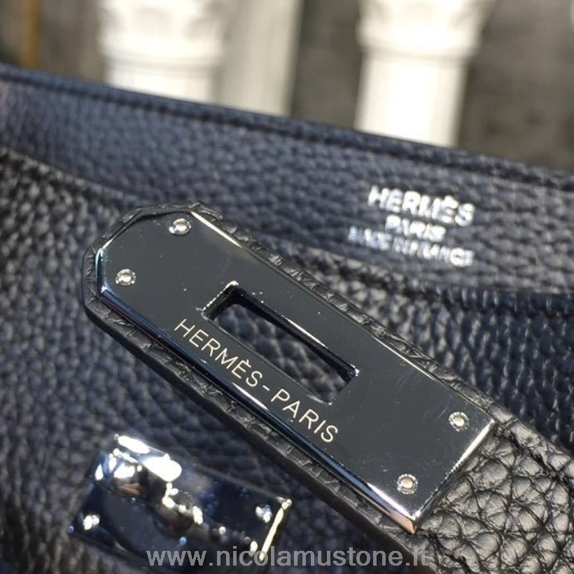 Originální Kvalitní Taška Hermes So Kelly 26cm Taška Z Teletiny Taška Z Palladia Ručně šitá černá