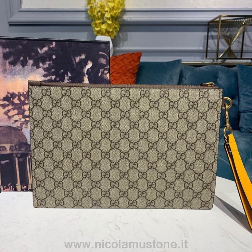 Originální Kvalitní Motiv Gucci Guccissima Kapsička Na Zip 30cm Kožený Lem Plátno Podzim/zima 2019 Kolekce žlutá