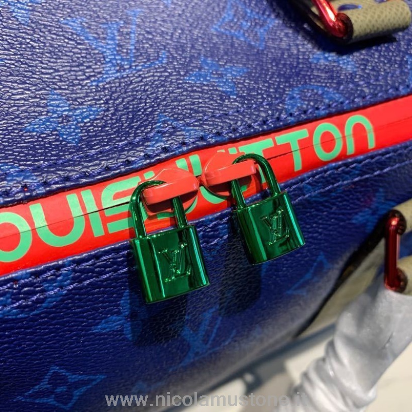 Originální Kvalita Louis Vuitton Keepall Bandouliere 55cm Monogram Plátno Podzim/zima 2019 Kolekce M43852 Modrá