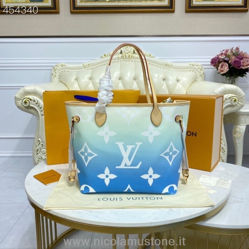 Originální Kvalita Louis Vuitton Neverfull Taška Mm 32cm Monogram Plátno Kolekce Jaro/léto 2021 M57688 Modrá
