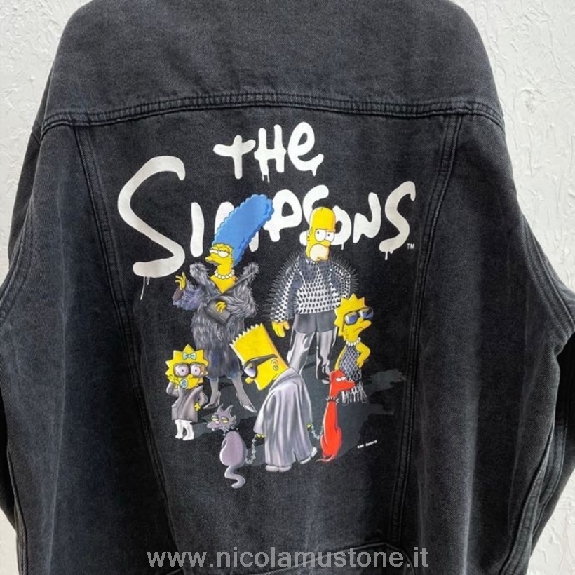 Giacca Di Jeans Oversize Balenciaga X Simpsons Di Qualità Originale Collezione Primavera/estate 2022 Nera