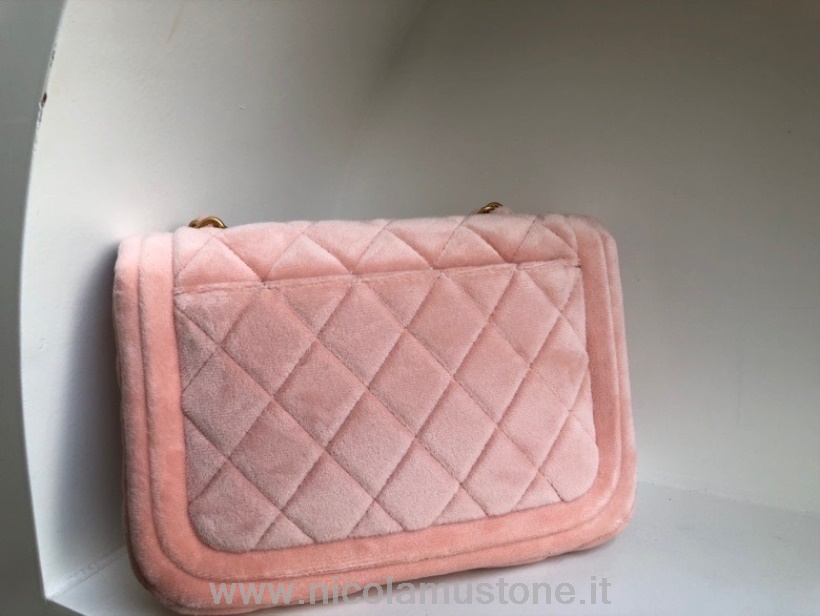 Original Kvalitet Chanel Fløjl Flap Taske 20cm Guld Hardware Forår/sommer 2022 Kollektion Lys Pink