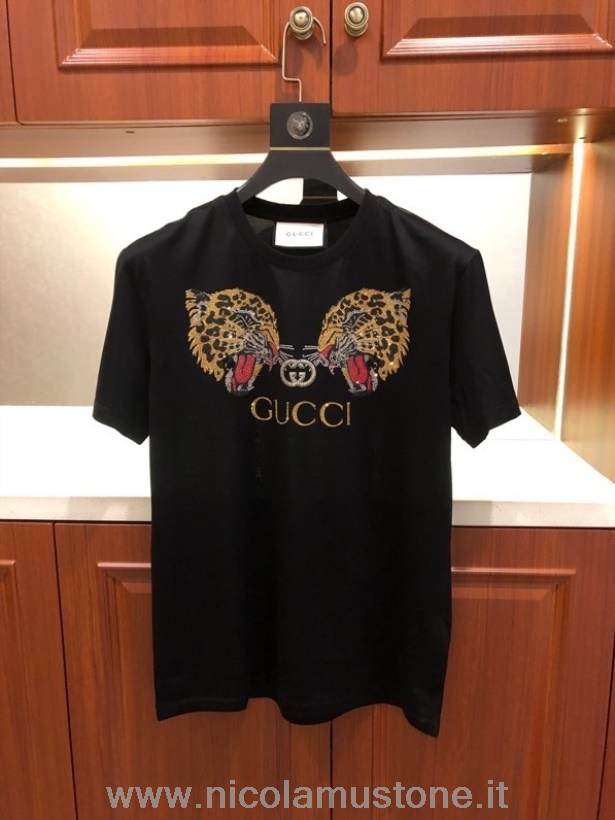 Original Kvalitet Gucci Lunar Year Tiger Kortærmet T-shirt Forår/sommer 2022 Kollektion Sort