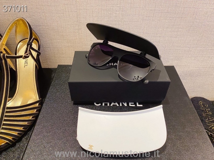 Original Kvalitets Chanel Visir Solbriller Forår/sommer 2021 Kollektion Hvid