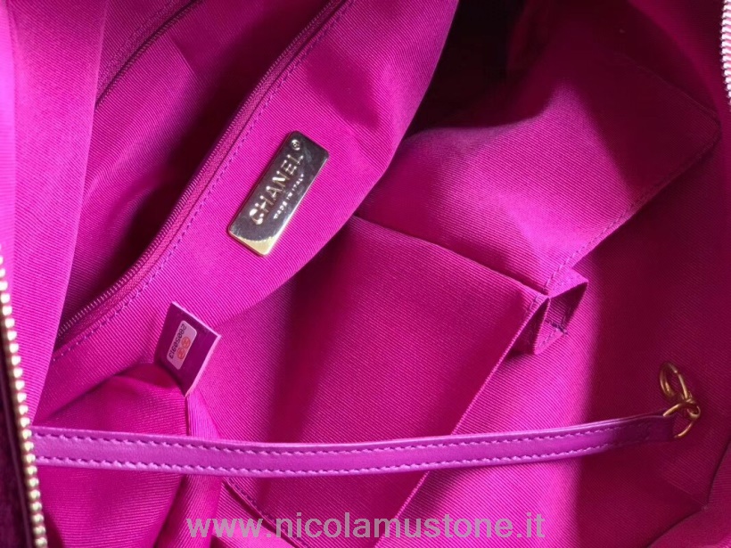 Original Kvalitet Chanel Tweed Shopper Mulepose 30 Cm Guld Hardware Forår/sommer 2020 Kollektion Fuschia Pink