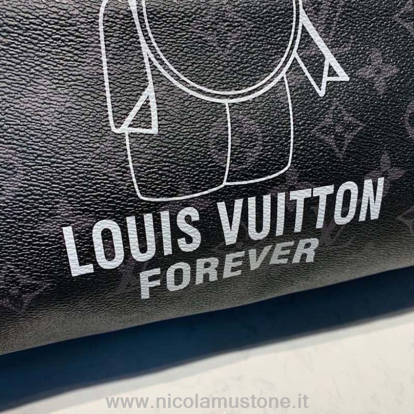 Original Kvalitet Louis Vuitton Keepall Forever Vivienne 45cm Monogram Eclipse Canvas Efterår/vinter 2019 Kollektion M43683 Sort