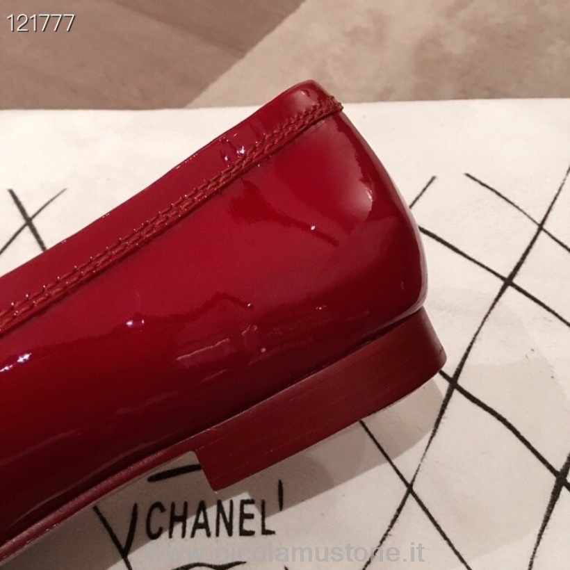 Original Kvalitets Chanel Loafers Patent Kalveskind Efterår/vinter 2020 Kollektion Rød
