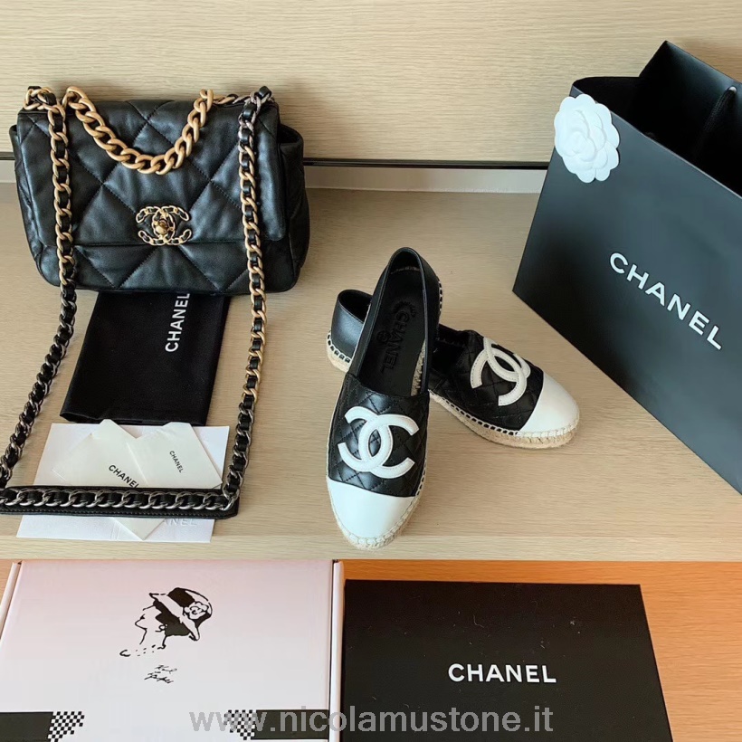 Qualità Originale Chanel Espadrillas Trapuntate Pelle Di Agnello Collezione Primavera/estate 2020 Nero/bianco
