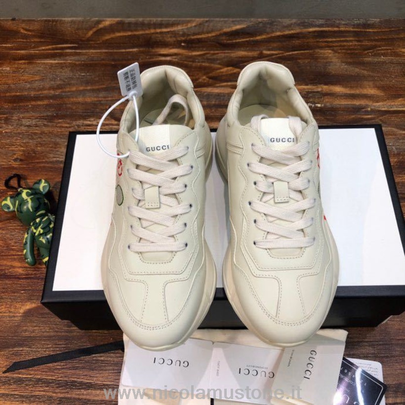 Original Qualität Gucci Tennis Rhyton Dad Sneakers 619896 Kalbsleder Frühjahr/Sommer 2020 Kollektion Off White