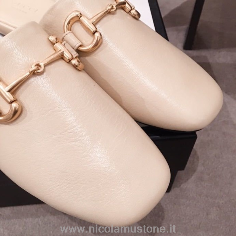 Original Qualität Gucci Pericle Horsebit Hausschuhe Kalbsleder Frühjahr/Sommer 2020 Kollektion Creme