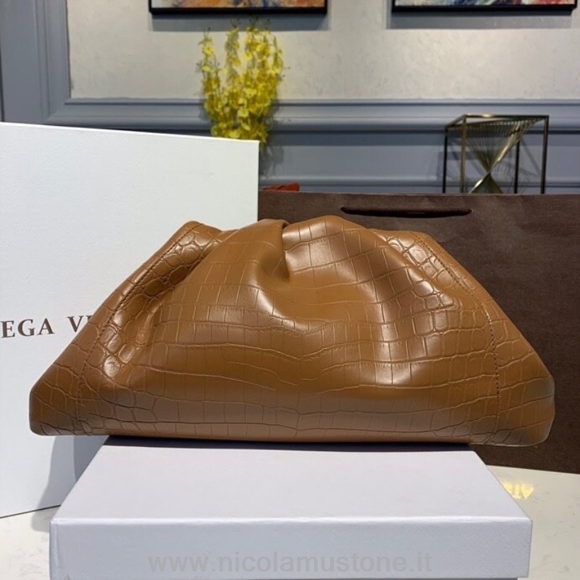 Original Qualität Bottega Veneta The Pouch Tasche 38cm Krokoprägung Kalbsleder Frühjahr/Sommer Kollektion 2020 Hellbraun