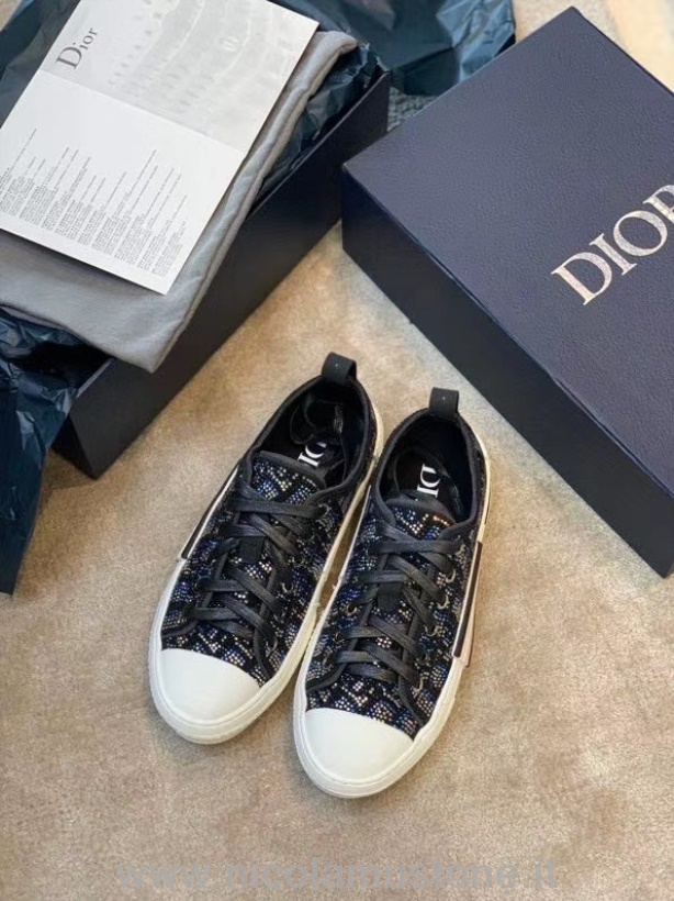 Christian Dior Crystal B23 Oblique Sneaker Kalbsleder Low-top Sneaker Frühjahr/sommer Kollektion 2020 Schwarz In Originalqualität