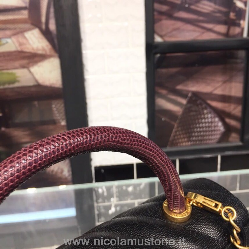 Original Qualität Chanel Coco Handle Chevron Bag 30cm With Lizard Handle Genarbtes Kalbsleder Gold Hardware Frühjahr/sommer 2019 Akt 1 Kollektion Schwarz