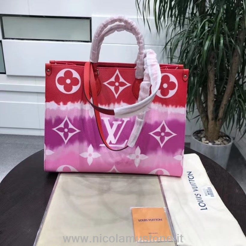 Louis Vuitton Batik Escale Onthego Tasche 40cm Monogram Canvas Frühjahr/sommer 2020 Kollektion M45121 Rot In Originalqualität