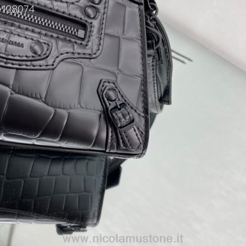 Balenciaga Neo Classic Tasche In Originalqualität Kalbsleder Mit Krokoprägung Matte Hardware Kollektion Herbst/winter 2020 Schwarz