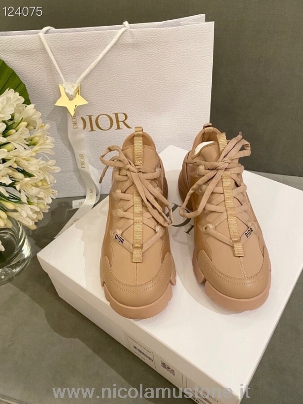 Original Qualität Christian Dior D-connect Neopren Sneaker Kalbsleder Kollektion Herbst/winter 2020 Beige