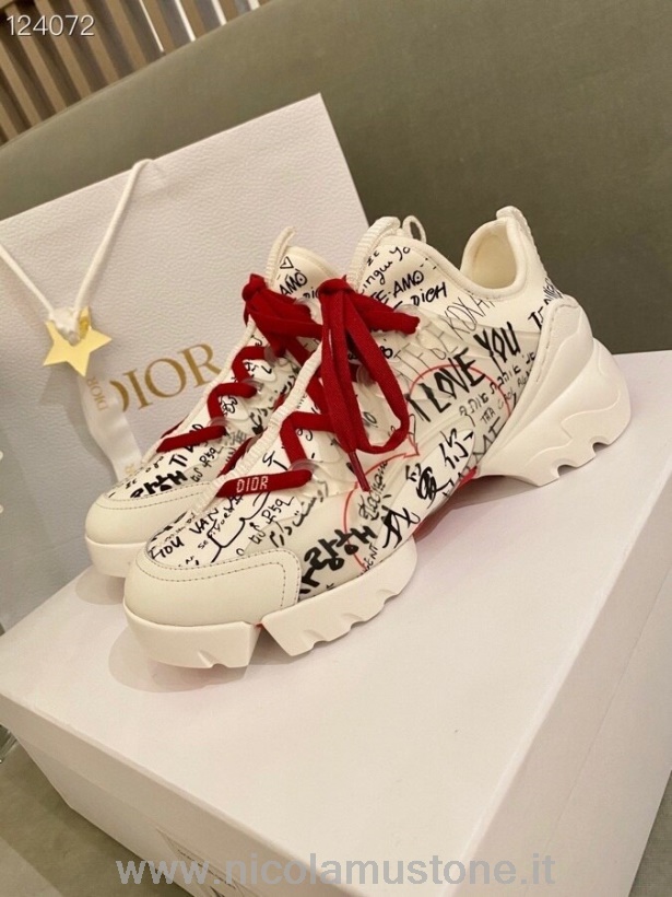 Original Qualität Christian Dior Dioramour D-connect Neopren Sneaker Kalbsleder Kollektion Herbst/winter 2020 Rot/weiß