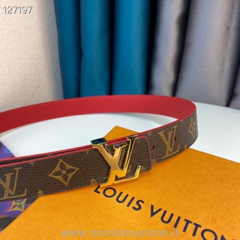 Louis Vuitton 3 Cm Gürtel In Originalqualität Gold-hardware Monogram Canvas Kollektion Herbst/winter 2020 Braun/kirsche