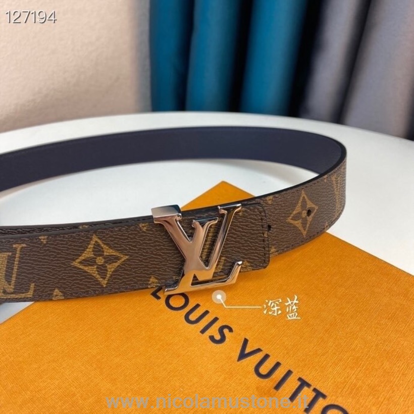 Louis Vuitton 3 Cm Gürtel In Originalqualität Gold-hardware Monogram Canvas Kollektion Herbst/winter 2020 Braun/marine